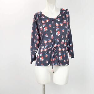 Stitch Fix Collective Concepts Small Womens Navy Abstract Floral Popover Blouse